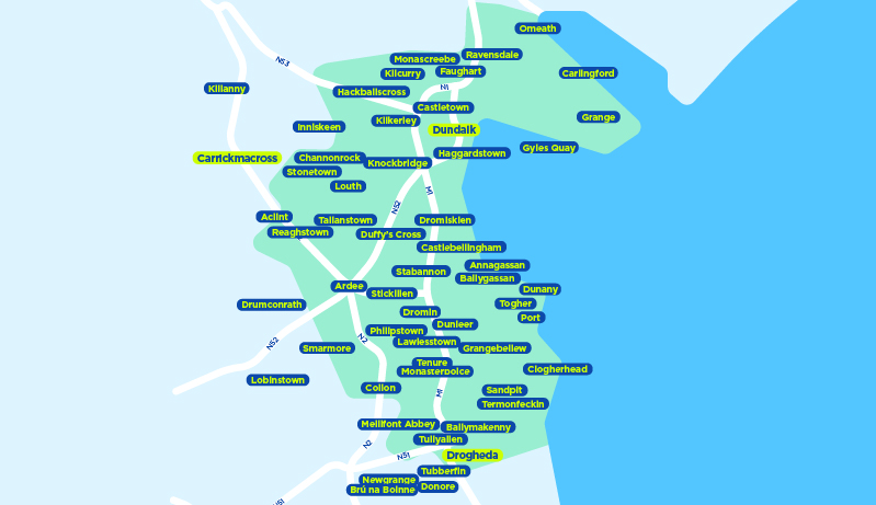 Louth TFI local link bus services map