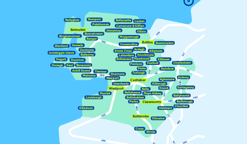 Mayo TFI local link bus services map