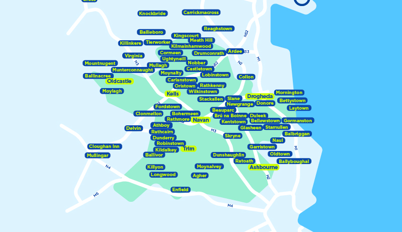 Meath TFI local link bus services map