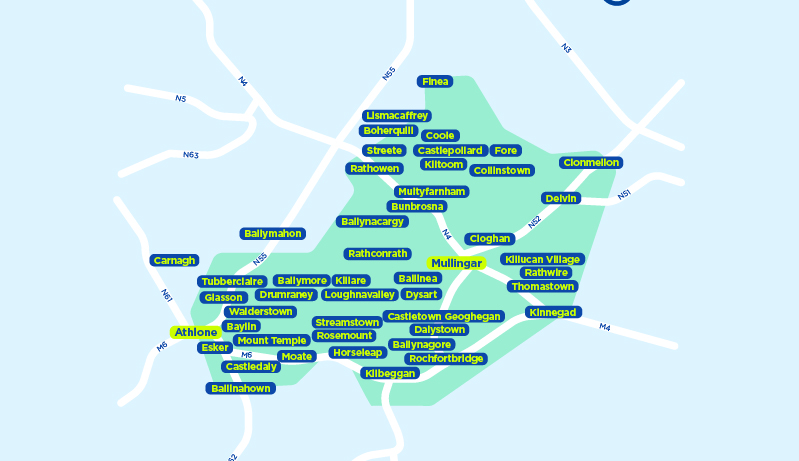Westmeath TFI local link bus services map