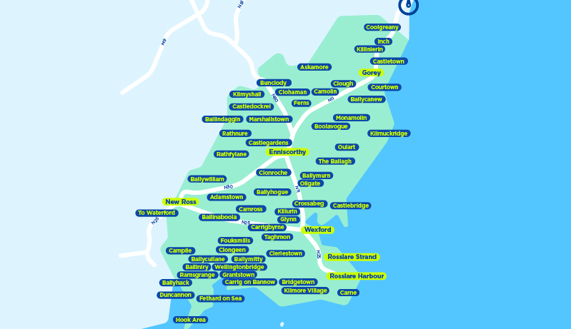Wexford TFI local link bus services map