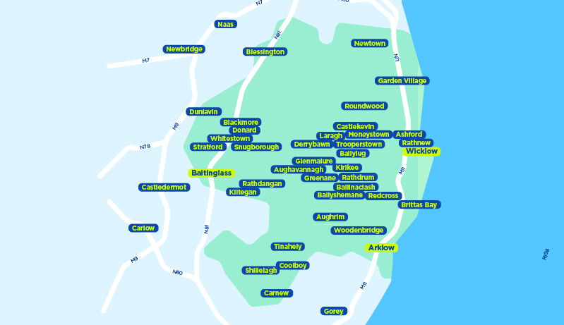 Wicklow TFI local link bus services map