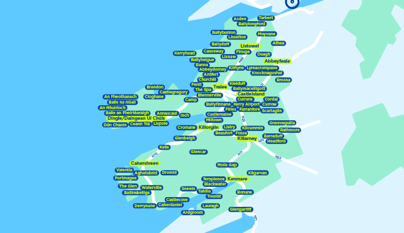 Kerry TFI local link bus services map