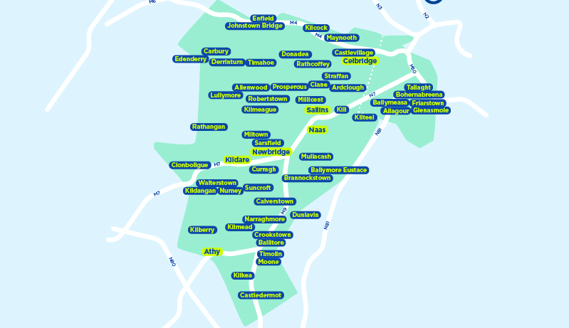 Kildare South Dublin TFI local link bus services map