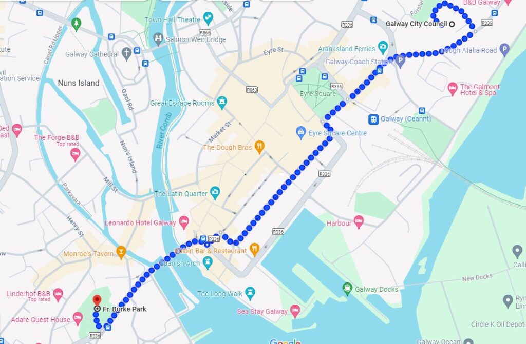 Galway Pride parade route