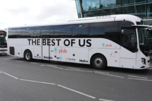 Team Ireland bus (TFI & Bus Eireann) collecting the team from Dublin Airport