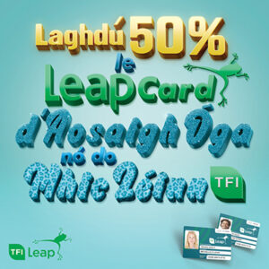 Leap card young adult and student in irisbh as gaeilge