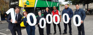 1 Million passengers photo with Bus staff and NTA CEO Anne Graham Eamon Ryan and Driver