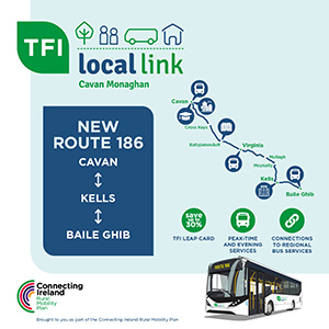 300 x 300 pixels TFI Local Link enhanced bus service 186 will commence operations on Monday 21st October 