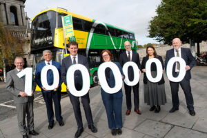 1 Million passengers photo with staff and Anne Graham Eamon Ryan and Driver