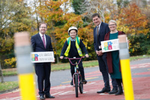 SRTS ROUND 3 - kids bicycle Minister Eamon Ryan NTAs Finola O'Driscoll Minister of State James Lawless