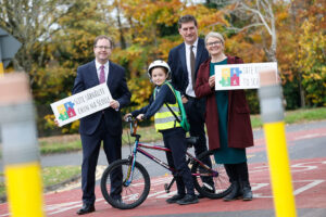 SRTS ROUND 3 - kids bicycle Minister Eamon Ryan NTAs Finola O'Driscoll Minister of State James Lawless