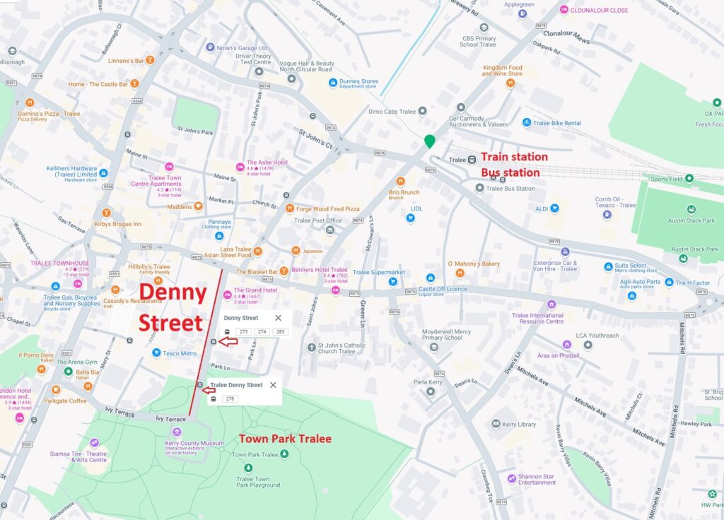 Denny Street Tralee NYE celebrations map